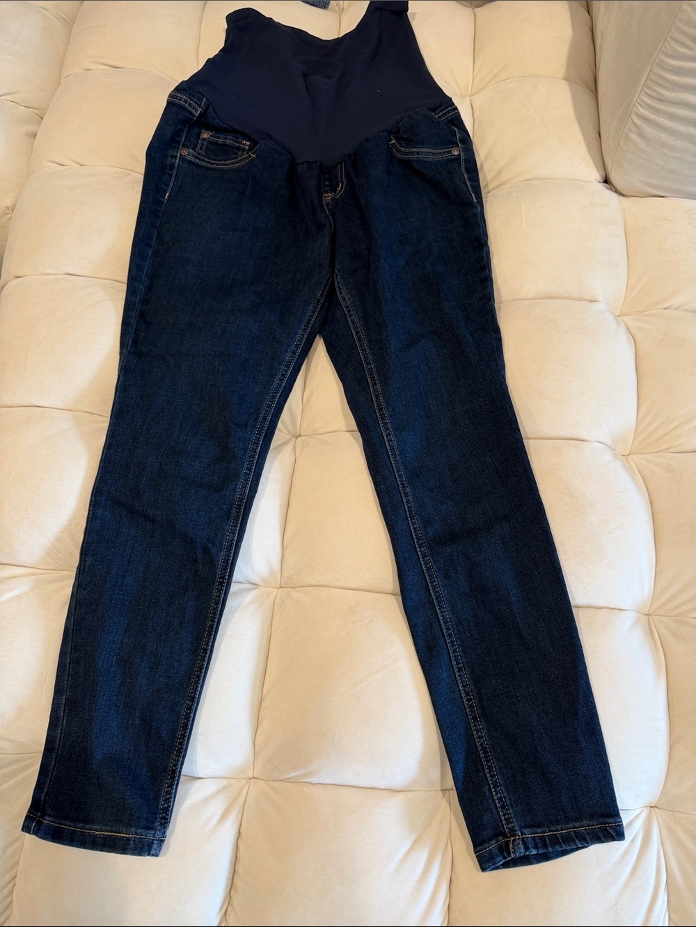 Women's Dark Blue Maternity Crop Jeans with Overband size PL